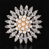 Vintage Pearl Flower Shape Brooches Wedding Rhinestone Bijoux Pins