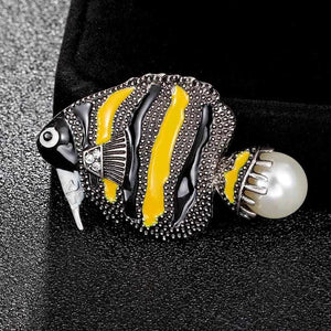 Yellow Enamel Birds Brooches Bouquet for Womens Kids Christmas Pearl Brooch