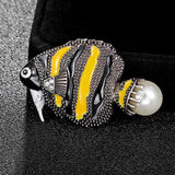 Yellow Enamel Birds Brooches Bouquet for Womens Kids Christmas Pearl Brooch