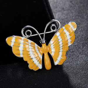Yellow Enamel Butterfly Brooches for Women