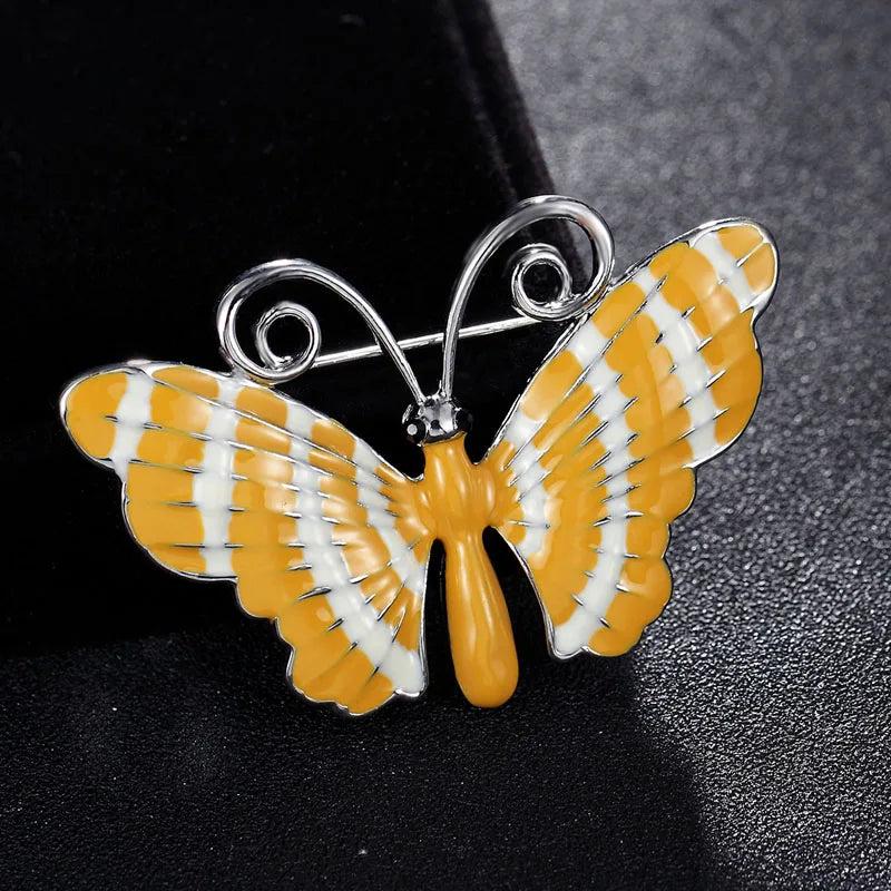 Yellow Enamel Butterfly Brooches for Women