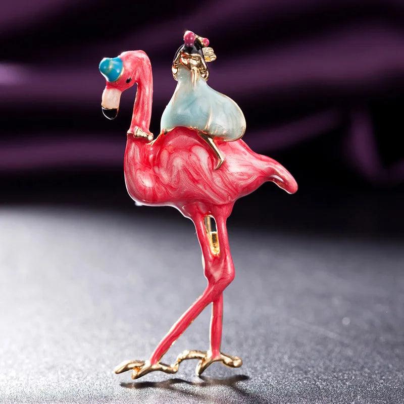 Red Birds Animal Brooches Pins for Women's Hijab Accessory