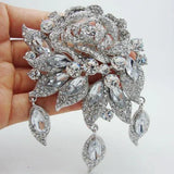 Crystal Floral Rose Water Drop Brooch Wedding Accessories