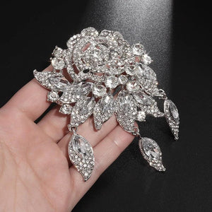 Crystal Floral Rose Water Drop Brooch Wedding Accessories