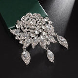 Crystal Floral Rose Water Drop Brooch Wedding Accessories