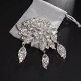 Crystal Floral Rose Water Drop Brooch Wedding Accessories