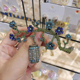 Plum Brooches Rhinestone Flower Branch Lantern Potted Pin Brooch