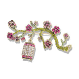 Plum Brooches Rhinestone Flower Branch Lantern Potted Pin Brooch