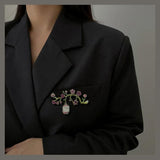 Plum Brooches Rhinestone Flower Branch Lantern Potted Pin Brooch