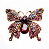 Vintage Enamel Butterfly Brooch Wedding Gift Crystal Jewelry