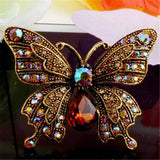 Vintage Enamel Butterfly Brooch Wedding Gift Crystal Jewelry