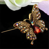 Vintage Enamel Butterfly Brooch Wedding Gift Crystal Jewelry