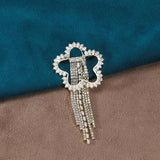 Flower Brooch Ladies Chain Tassel Shirt Collar Pin