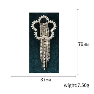 Flower Brooch Ladies Chain Tassel Shirt Collar Pin