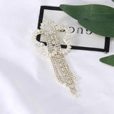 Flower Brooch Ladies Chain Tassel Shirt Collar Pin