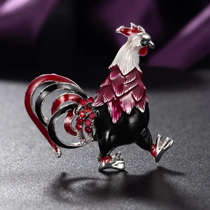 Zlxgirl Jewelry Red Rooster Brooches for Men