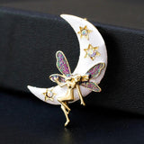 Angel Girl Moon Brooches Pin Alloy Star Women Dress Scarf Pins AG118