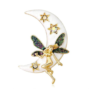 Angel Girl Moon Brooches Pin Alloy Star Women Dress Scarf Pins AG118