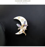 Angel Girl Moon Brooches Pin Alloy Star Women Dress Scarf Pins AG118