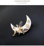 Angel Girl Moon Brooches Pin Alloy Star Women Dress Scarf Pins AG118