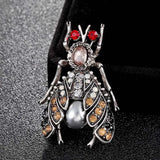 Vintage Insect Brooches Men's Party Pearl Bee Brooch Crystal Hijab Pins