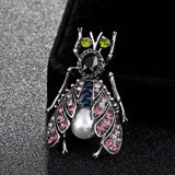 Vintage Insect Brooches Men's Party Pearl Bee Brooch Crystal Hijab Pins