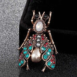 Vintage Insect Brooches Men's Party Pearl Bee Brooch Crystal Hijab Pins