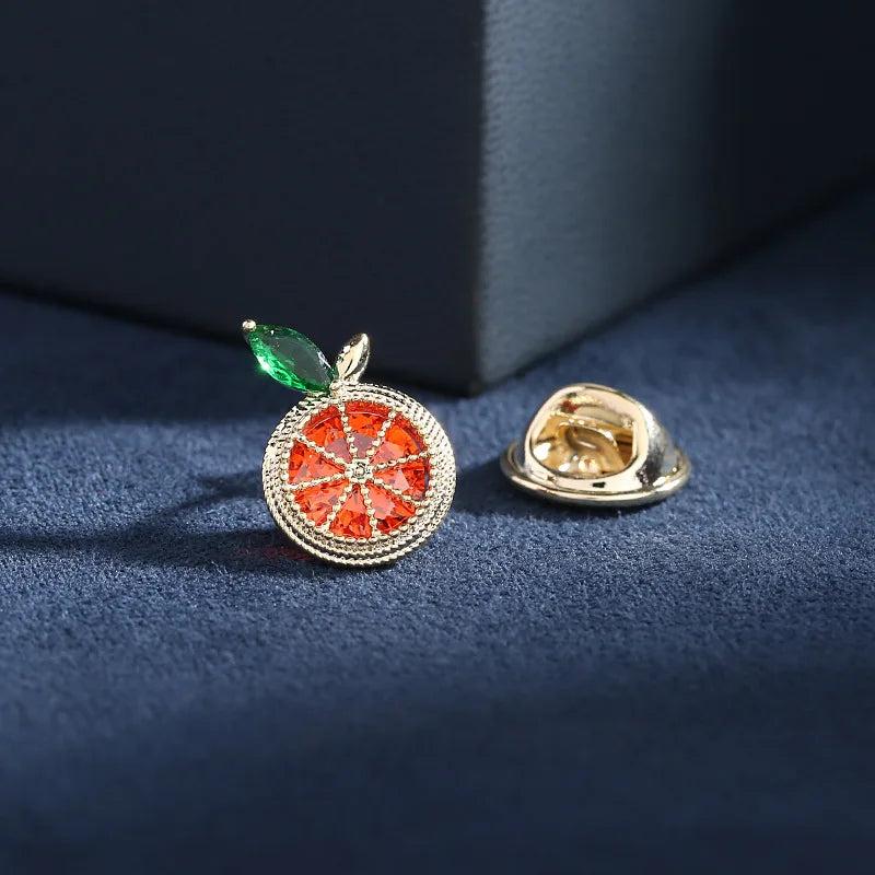 Zircon Orange Brooch Fixed Clothes Pin Multi-purpose Fruit Small Collar Pins