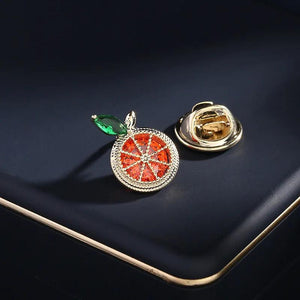 Zircon Orange Brooch Fixed Clothes Pin Multi-purpose Fruit Small Collar Pins