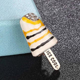 Zlxgirl Ice Cream Shape Food Brooch Yellow Enamel Brooch Women Men Kids