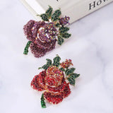 Rhinestone Rose Flower Brooch Wedding Party Gift Jewelry Coat Pin