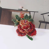 Rhinestone Rose Flower Brooch Wedding Party Gift Jewelry Coat Pin