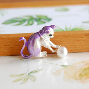 Lovely Cat Brooch Vintage Jewelry for Women Dress Scarf