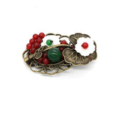 Chinese Style Butterfly Brooch Hairpin Red Bead Hair Accessories