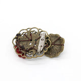 Chinese Style Butterfly Brooch Hairpin Red Bead Hair Accessories