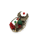 Chinese Style Butterfly Brooch Hairpin Red Bead Hair Accessories