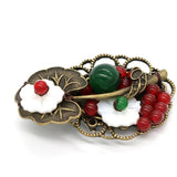 Chinese Style Butterfly Brooch Hairpin Red Bead Hair Accessories