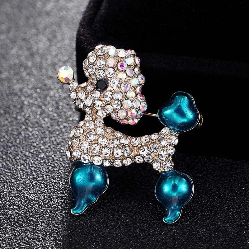 Enamel Dog Animal Brooch Crystal Bouquet Hat Brooch Pin
