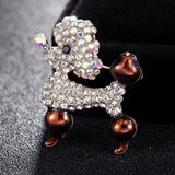 Enamel Dog Animal Brooch Crystal Bouquet Hat Brooch Pin