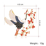 Flying Crane Wintersweet Drip Flower Brooch