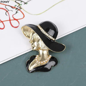 Crystal & Pearl Beauty Head Brooches for Women Girl Pin Accessories