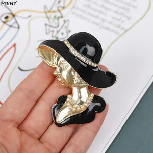 Crystal & Pearl Beauty Head Brooches for Women Girl Pin Accessories