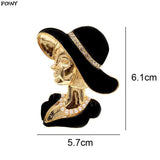 Crystal & Pearl Beauty Head Brooches for Women Girl Pin Accessories