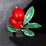 Enamel Cherry Brooches Men Alloy Plants Banquet Party Brooch