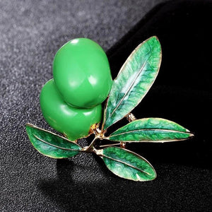 Enamel Cherry Brooches Men Alloy Plants Banquet Party Brooch