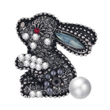 Women's Rabbit Jackets Brooch Bunny Letter Decoration for Christmas