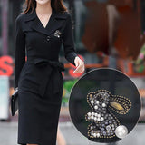 Women's Rabbit Jackets Brooch Bunny Letter Decoration for Christmas