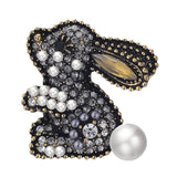 Women's Rabbit Jackets Brooch Bunny Letter Decoration for Christmas