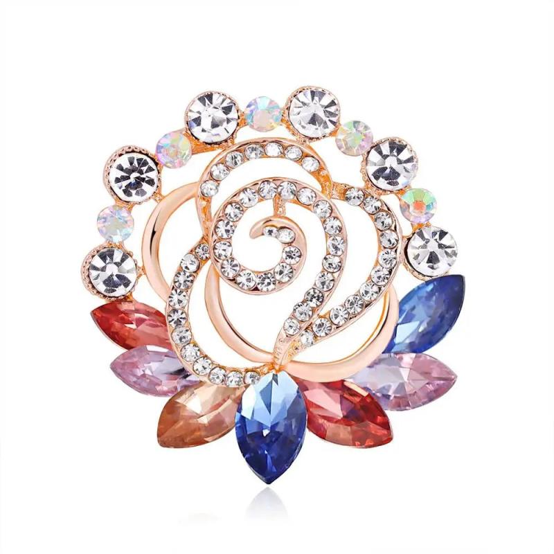 Simplicity Flower Crystal Brooch for Women Wedding Bridal Decorations