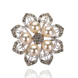 Vintage Silver Flower Cross Brooch Rhinestone Crystal Ancient Pin